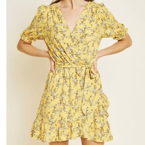 Hayden Mini Floral Surplice Dress Size M - Picture 14 of 15